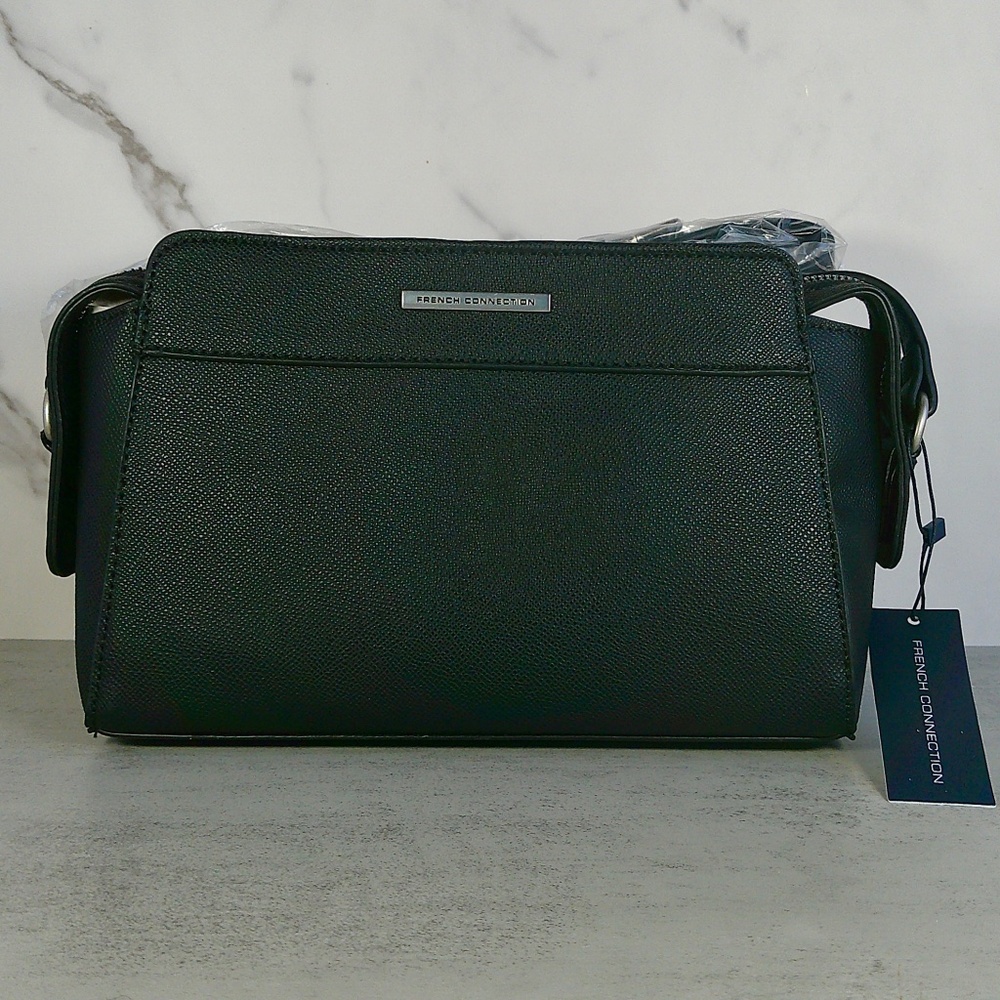 French Connection Evie Caviar Crossbody Black NWT Casual Evening Bag Purse